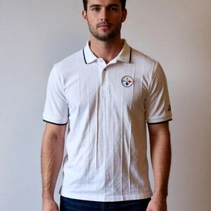 Pittsburgh Steelers White Polo Shirt with Embroidered Logo